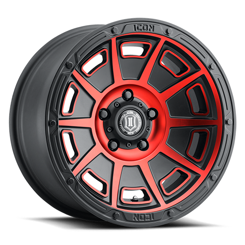ICON Alloys Victory, Satin Black w/Red, 17 x 8.5 / 6 x 135, 6mm Offset, 5" BS